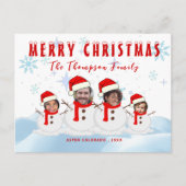 Grappige foto Snowman familie Briefkaart (Voorkant)