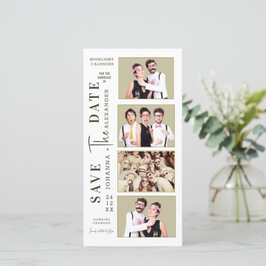 Grappige Fotocabine Strip Snorhaar Koppels  Save The Date (Staand voorkant)