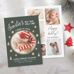 Grappige fotocollage geboorte statistieken vakanti bedankkaart