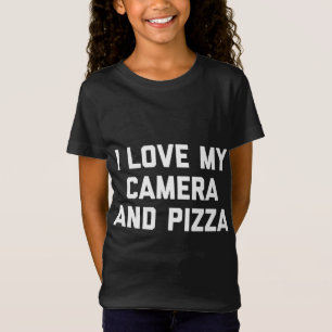 Grappige fotograaf Ik hou van mijn camera en pizza T-shirt