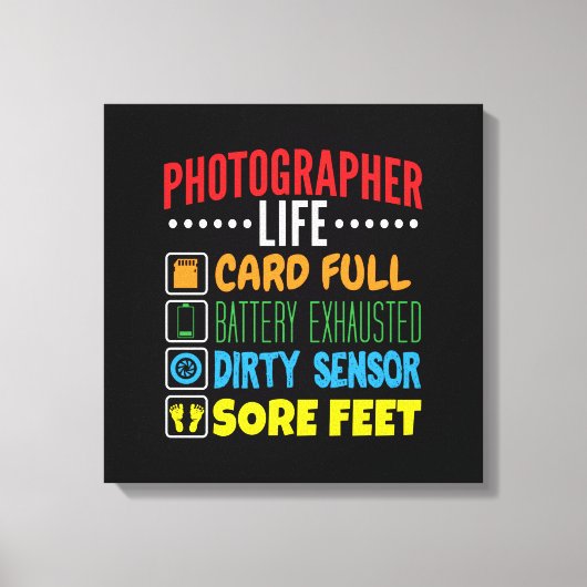 Grappige Fotograaf Life Checklist Canvas Afdruk (Voorkant)