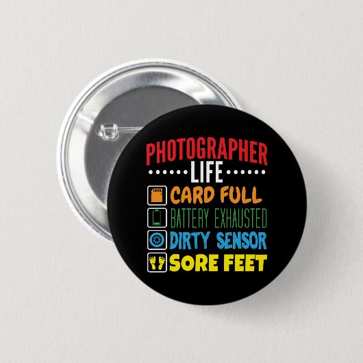 Grappige Fotograaf Life Checklist Ronde Button 5,7 Cm (Voorkant /achterkant)