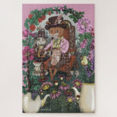 Grappige Fox Mad Hatter Alice in Wonderland Art Legpuzzel (Verticaal)