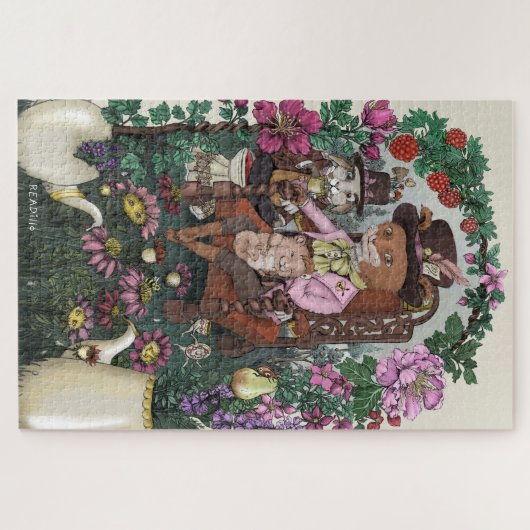 Grappige Fox Mad Hatter Alice in Wonderland Art Legpuzzel (Horizontaal)