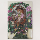 Grappige Fox Mad Hatter Alice in Wonderland Art Legpuzzel (Verticaal)