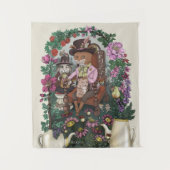 Grappige Fox Mad Hatter Alice in Wonderland Art Wandkleed (Voorkant)