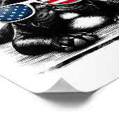 Grappige Franse Bulldog Amerikaanse vlag 4 juli vr Poster (Hoek)