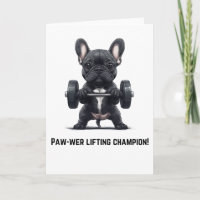 Grappige Franse Bulldog Gym Kaart – Poot-kracht Ge
