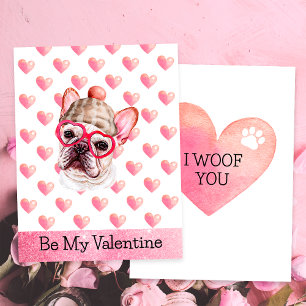Grappige Franse Bulldog Ik Waf Jou Hond Valentijns Feestdagenkaart