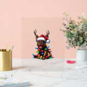 Grappige Franse Bulldog Kerstlicht Santa Hat Rei Acryl Bord (Huwelijk)