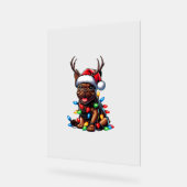 Grappige Franse Bulldog Kerstlicht Santa Hat Rei Acryl Bord (Hoek)