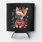 Grappige Franse Bulldog Kerstlicht Santa Hat Rei Blikjeskoeler (Voorkant)