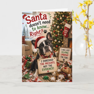 Grappige Franse Bulldog Kerstman Heeft Niet Nodig Kaart