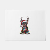 Grappige Franse Bulldog Kerstmis Santa Hat Light R Deurmat (Voorkant)