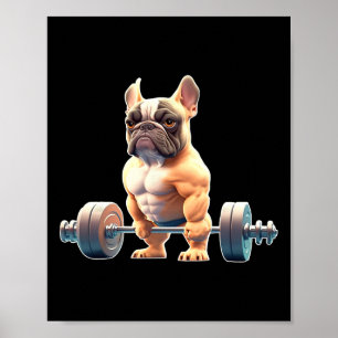 Grappige Franse Bulldog Krachttraining Gym Franse Poster