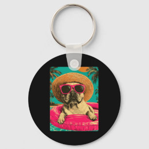 Grappige Franse Bulldog Met Zonnebril Mooie Hond Z Sleutelhanger
