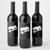 grappige franse bulldog op skateboardcadeau wijn etiket (Flessen)
