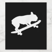 grappige franse bulldog op skateboardcadeau wijn etiket (Enkel label)
