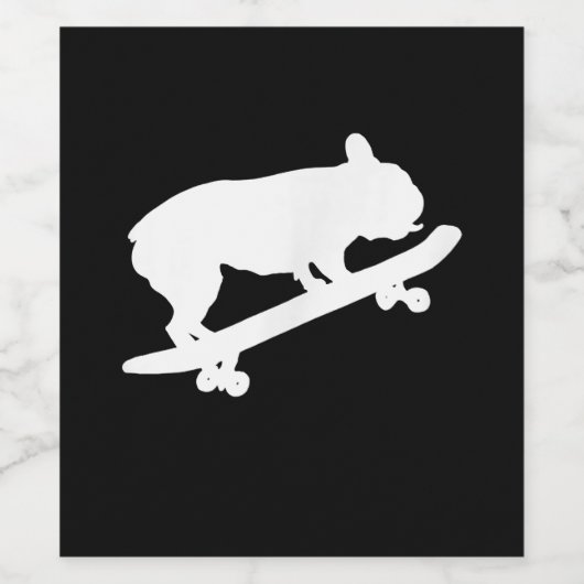 grappige franse bulldog op skateboardcadeau wijn etiket (Enkel label)