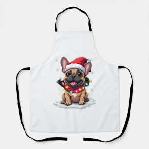 Grappige Franse Bulldoggen Kerstman Hoed Lichten S Schort