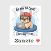 Grappige Franse Coder Cybersecurity Hond Sticker (Vel)