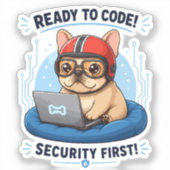 Grappige Franse Coder Cybersecurity Hond Sticker (Voorkant)