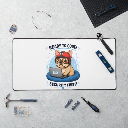 Grappige Franse Coder Cybersecurity Hond Sticker Bureaumat (Werkstation)