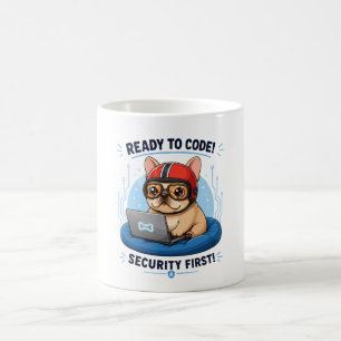 Grappige Franse Codeur Cybersecurity Hond Sticker Koffiemok