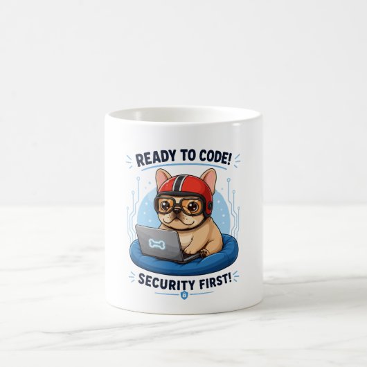Grappige Franse Codeur Cybersecurity Hond Sticker Koffiemok (Center)