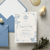 Grappige Franse Fun Hand Drawn Engagement Party Kaart