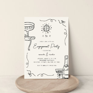 Grappige Franse Fun Hand Drawn Engagement Party Kaart