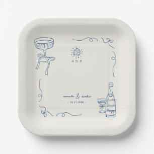 Grappige Franse Fun Hand Drawn Engagement Party Papieren Bordje