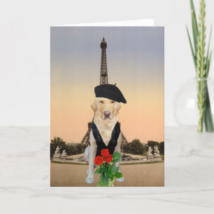 Grappige Franse hond / lab Valentijn Feestdagen Kaart