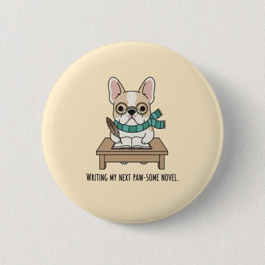 Grappige Frenchie Bril Teken Illustratie Ronde Button 5,7 Cm (Voorkant)