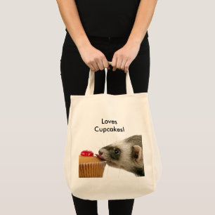 Grappige fret houdt van cupcakes foto tote bag