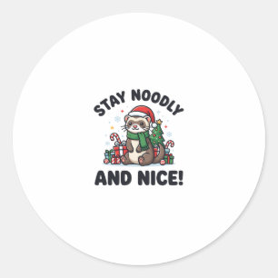 Grappige Fret Kerstmis Blijf Noodly En Leuk Ronde Sticker
