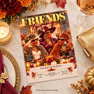 Grappige Friendsgiving Uitnodiging Glamour Kalkoen
