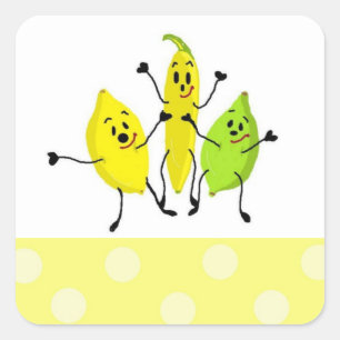Grappige Fruit Bende Vierkante Sticker