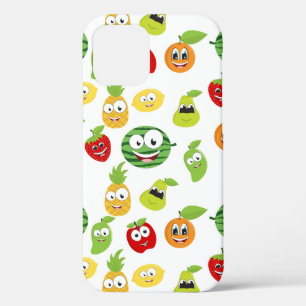 Grappige fruitgommetjes met gezichtenpatroon iPhone 12 hoesje