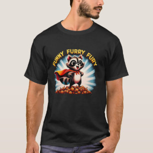 Grappige Fury Raccoon Hero op Acorn Pile T-shirt