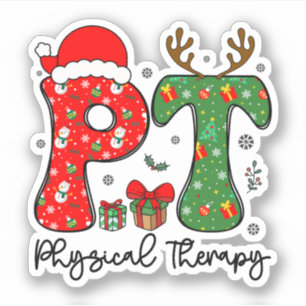 Grappige Fysieke Therapie Kerstmis Kerstman Hoed P Sticker