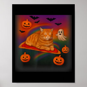 Grappige Galaxy Cat in de ruimte Cat Riding Pizza Poster