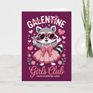 Grappige Galentine Wasbeer Meiden Club Wenskaart Kaart