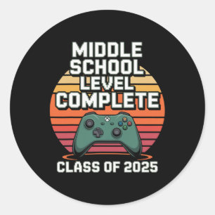 Grappige Gamer Afstudeerklas van 2025 Retro Stijl Ronde Sticker