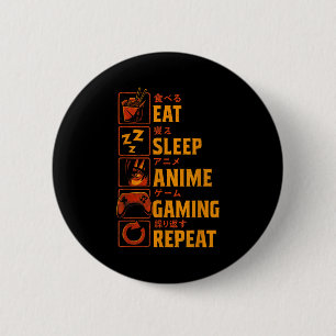 Grappige gamer anime grafische T-shirt mannen jong Ronde Button 5,7 Cm