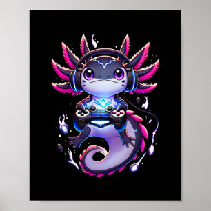 Grappige Gamer Axolotl Videogames Retro Jongens Me Poster