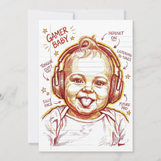 Grappige gamer-baby-illustraties kaart