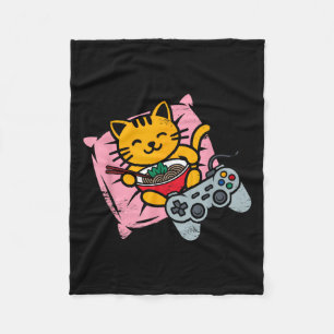Grappige Gamer Cat Ramen Kawaii Gaming Japanse Vro Fleece Deken