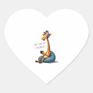Grappige Gamer Giraffe Gaming voor Jongens Mannen Hart Sticker