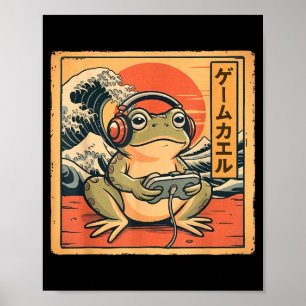 Grappige gamer kikker grafische tee gaming mannen poster